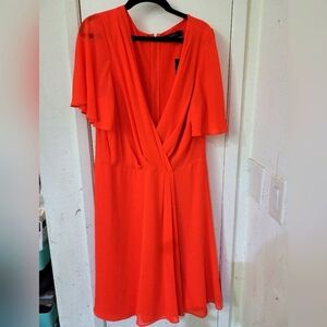 Lauren Ralph Lauren Black Label Red Surplice Dress Size 12